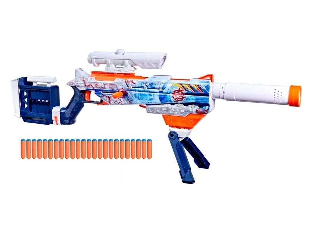Nerf Loadout Arctic Zerostriker avec lunette, bipied et 24 fléchettes N1