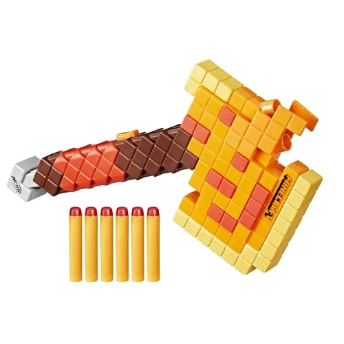 Nerf Minecraft Firebrand F8953 en forme de hache avec six fléchettes Elite